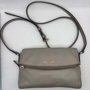 Kate Spade Cobble Hill Mini Carson Pebbled Leather Crossbody Bag Gray Greige